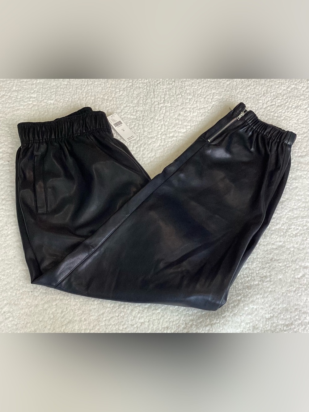 Avec Les Filles Faux Leather Jogger Pants Black Quiet Luxury Moto Chic NWT Med‎